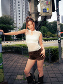 GG CNY White Knitted Sleeveless Top