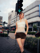 GG CNY White Knitted Sleeveless Top