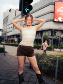 GG CNY White Knitted Sleeveless Top
