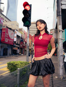 GG CNY Black Ruffle Mini Skirt