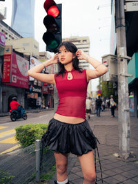 GG CNY Black Ruffle Mini Skirt