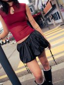 GG CNY Black Ruffle Mini Skirt