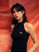 GG CNY Black Mandarin Oriental Button Tank Top