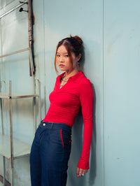 GG CNY Long Sleeves V-Neck Slim Fit Top