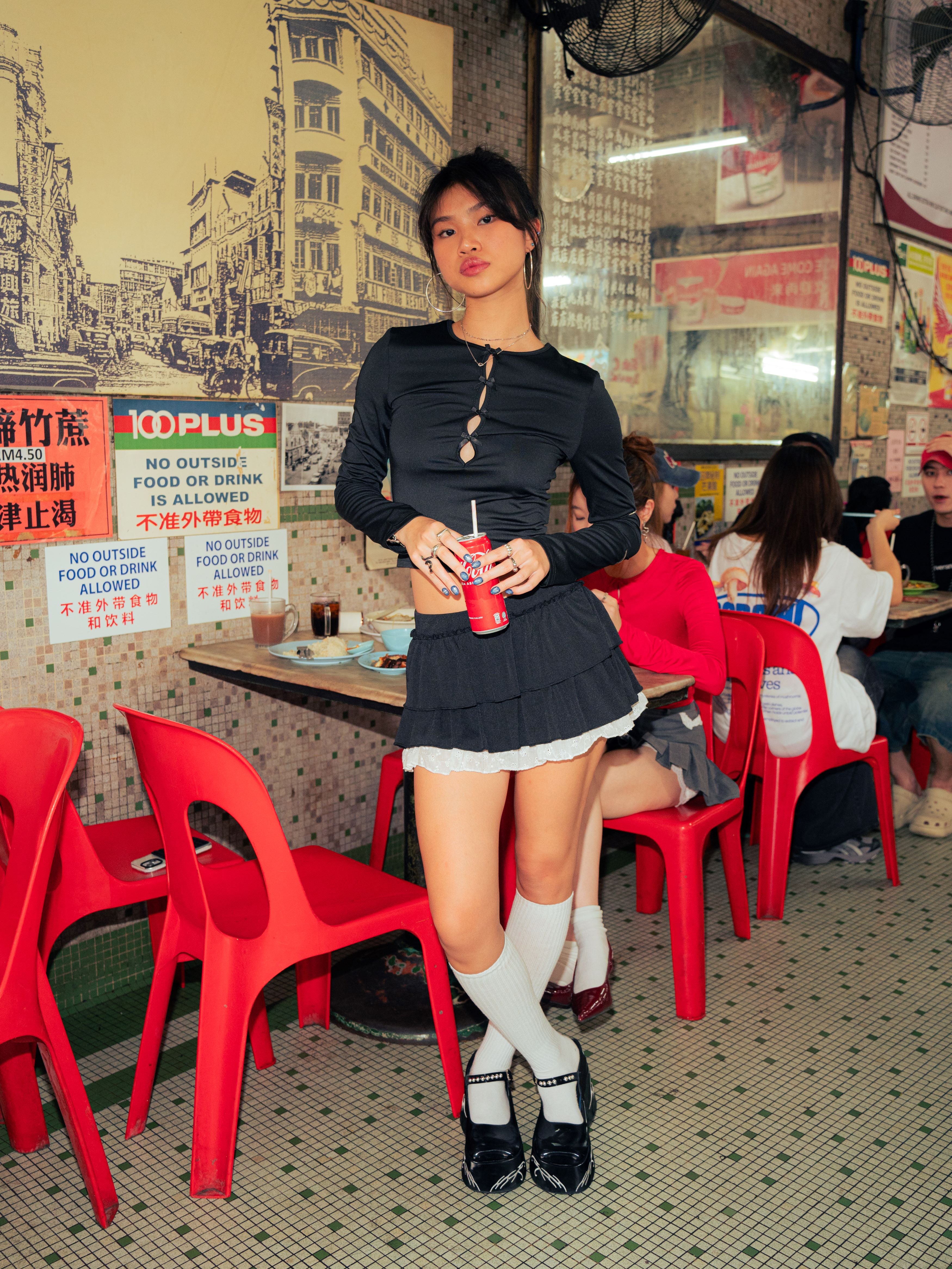 GG Black White Mini Flared Skirt