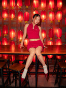 GG CNY Red Chinese Retro Short Skirt