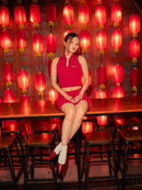 GG CNY Red Chinese Retro Short Skirt
