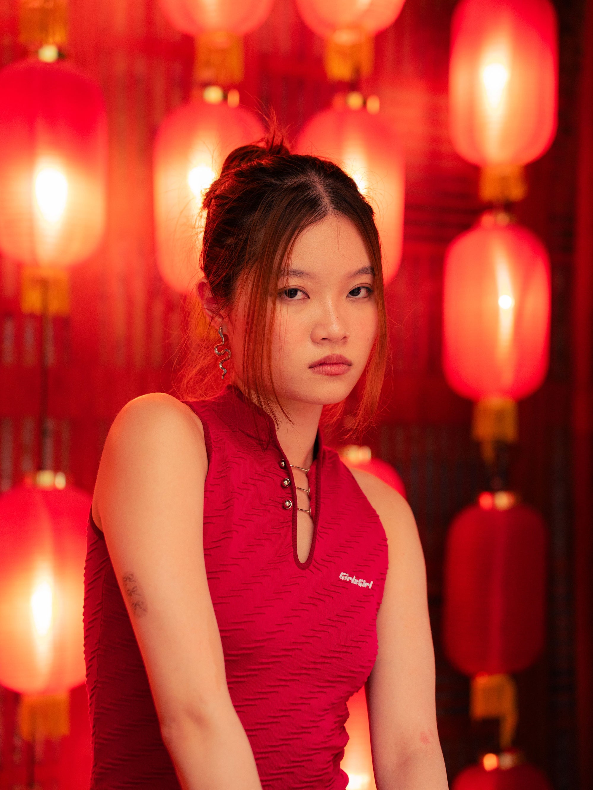 GG CNY Red Chinese Retro Crop Top