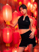 GG CNY Black Chinese Retro Short Skirt