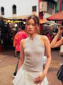 GG CNY Grey Bow Front Tank Top