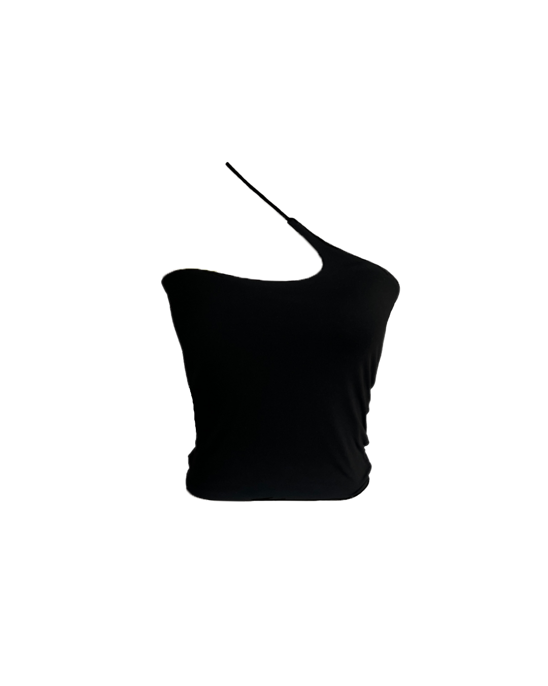 Black Irregular Halter Tank Top