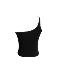 Black Irregular Halter Tank Top