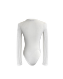 White Long Sleeve Ribbed Knit Bodysuit