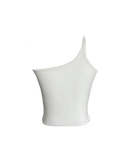 White Irregular Halter Tank Top